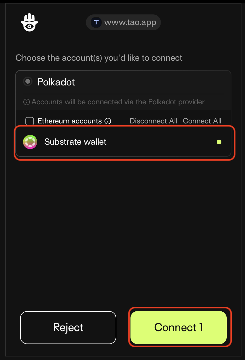 Connect Substrate wallet
